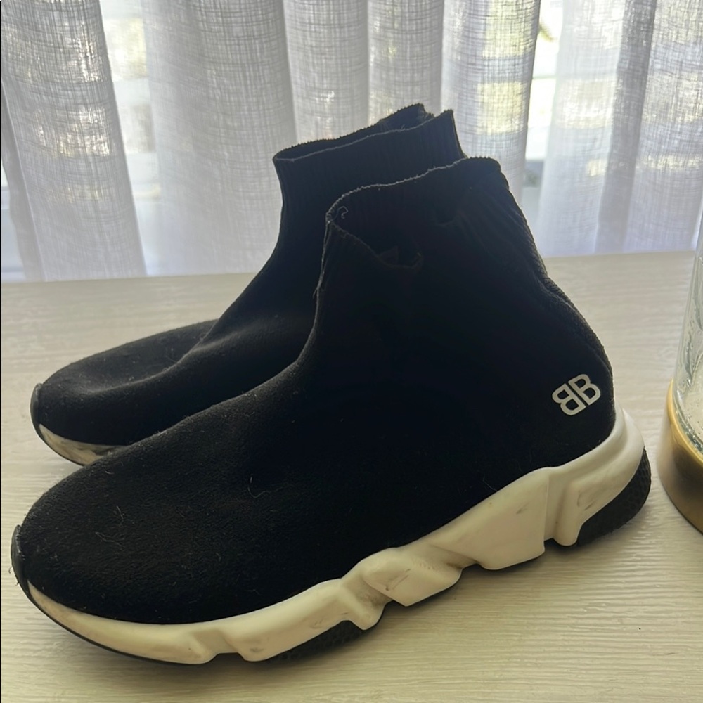 Balenciaga Black and White Sock-Style Sneakers